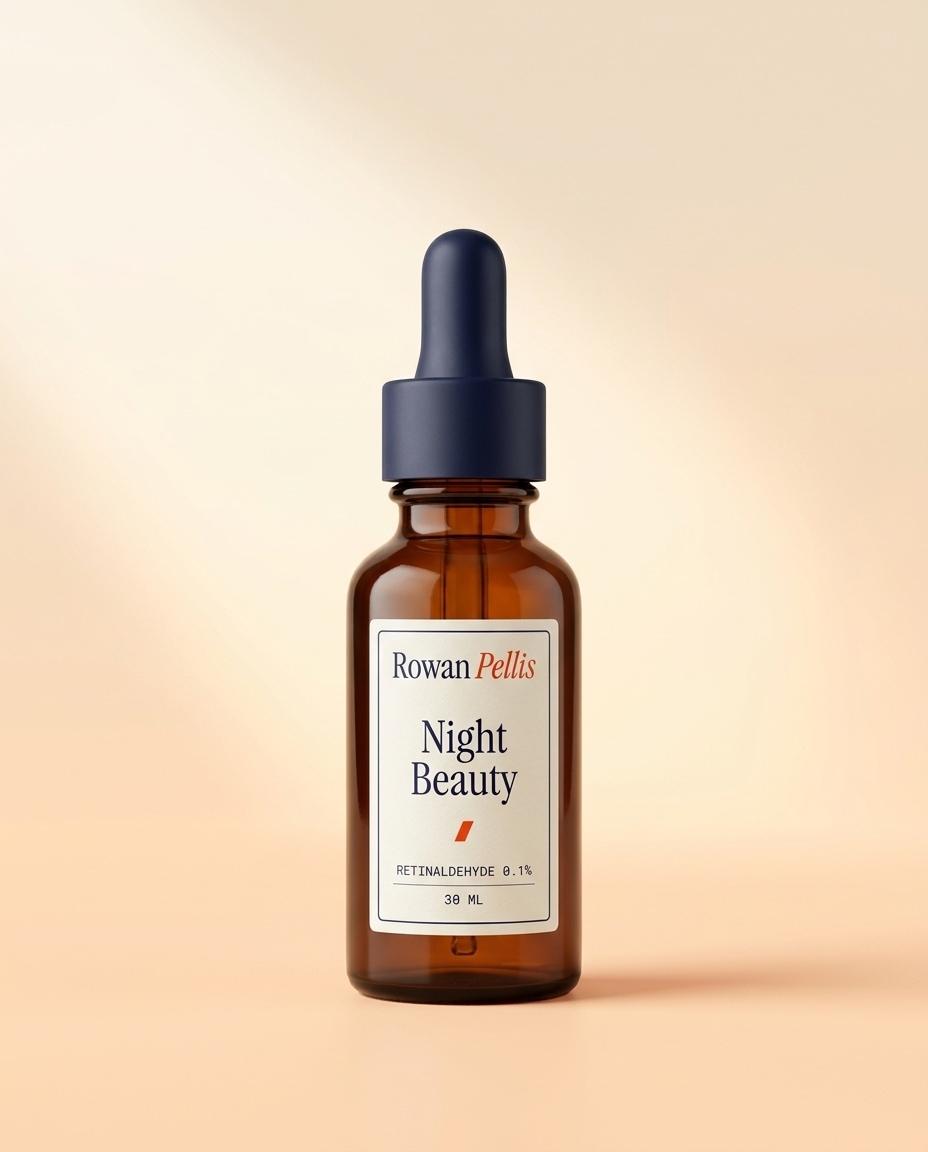 Night Beauty Retinal Renewal Serum, 30 ml amber dropper bottle with a navy cap